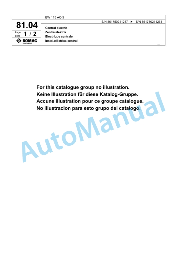 Bomag BW 115 AC-3 Tandem Vibratory Roller Spare Parts Catalogue 00818693-4