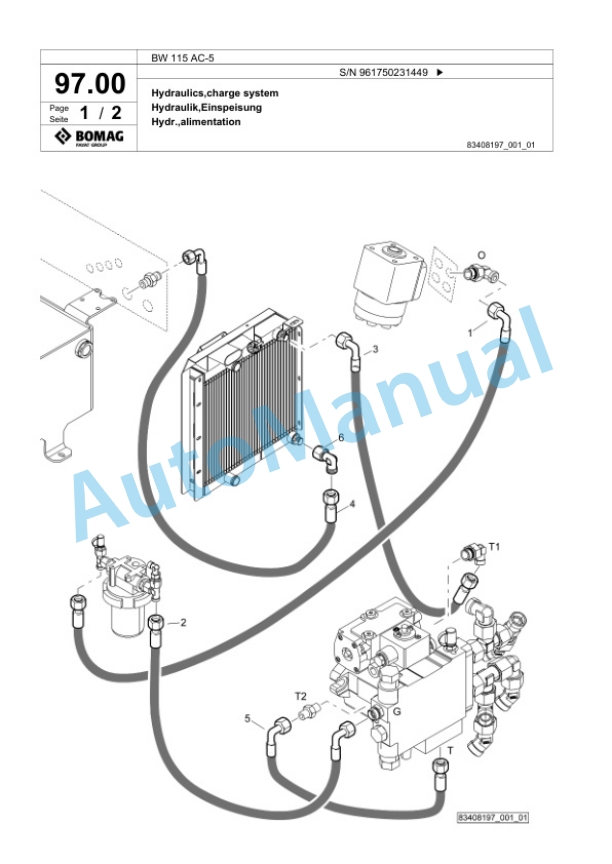 Bomag BW 115 AC-5 Tandem Vibratory Roller Spare Parts Catalogue 00826919-5