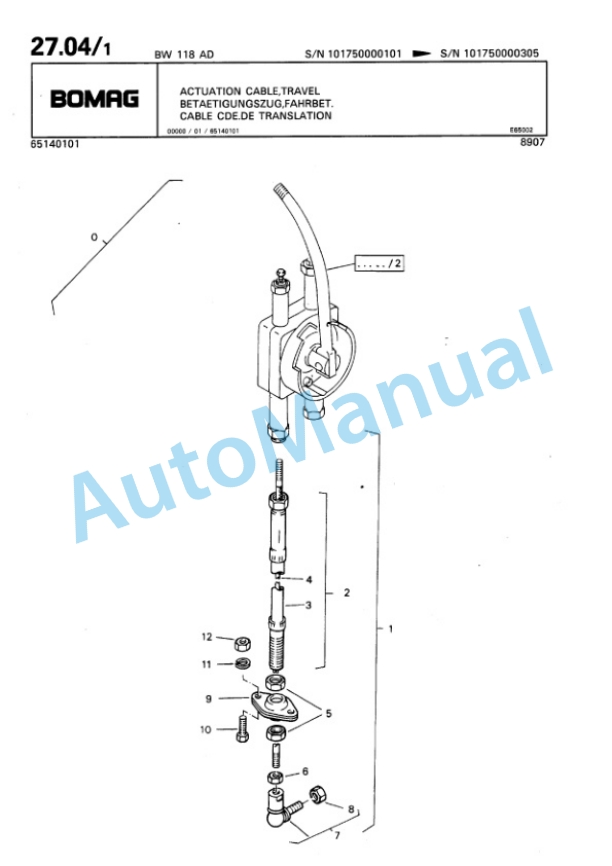 Bomag BW 118 AD Tandem Vibratory Roller Spare Parts Catalogue 00810056-3