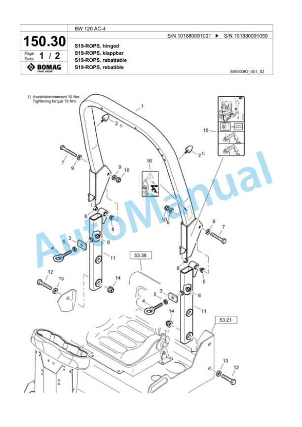 Bomag BW 120 AC-4 Combination Roller Spare Parts Catalogue 00818471-4