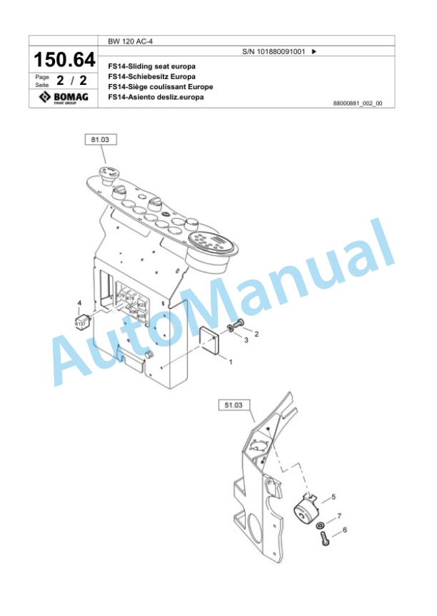 Bomag BW 120 AC-4 Combination Roller Spare Parts Catalogue 00818471-5