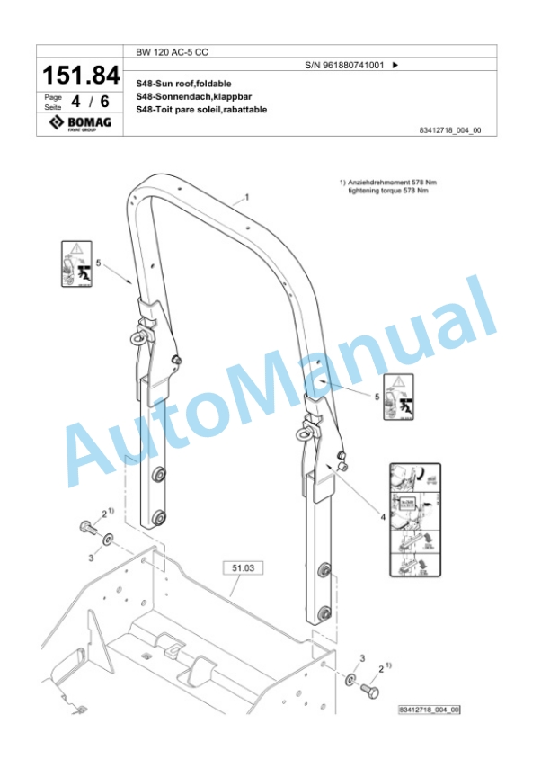 Bomag BW 120 AC-5 CC Combination Roller Spare Parts Catalogue 00826795-5