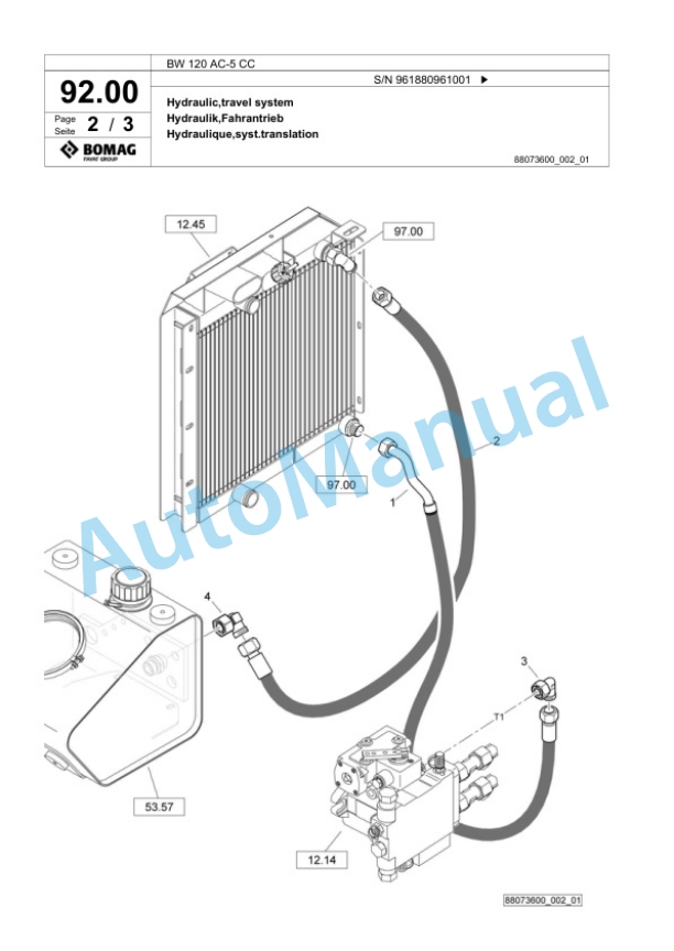 Bomag BW 120 AC-5 CC Combination Roller Spare Parts Catalogue 00827057-2