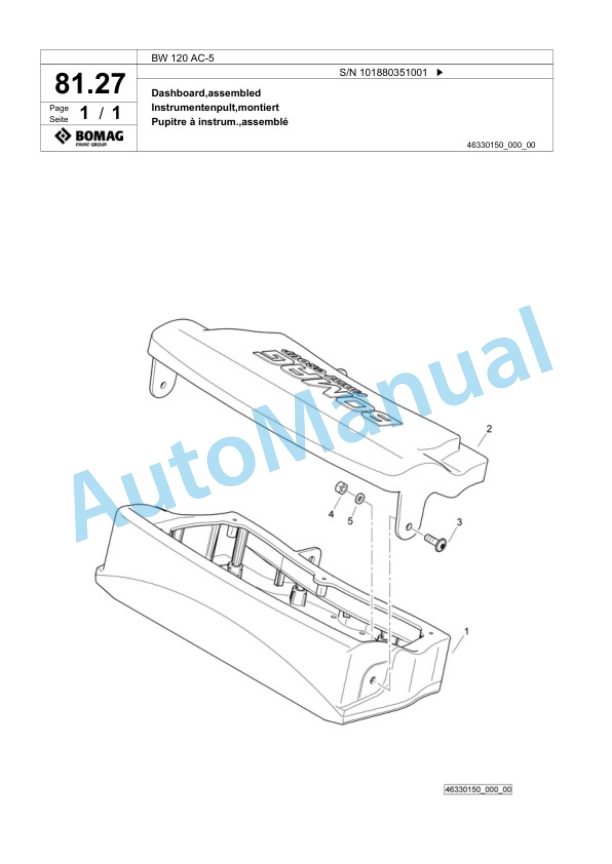 Bomag BW 120 AC-5 Combination Roller Spare Parts Catalogue 00824619-2