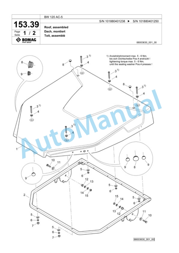 Bomag BW 120 AC-5 Combination Roller Spare Parts Catalogue 00824839-4
