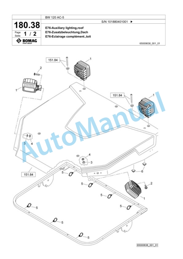 Bomag BW 120 AC-5 Combination Roller Spare Parts Catalogue 00824839-5