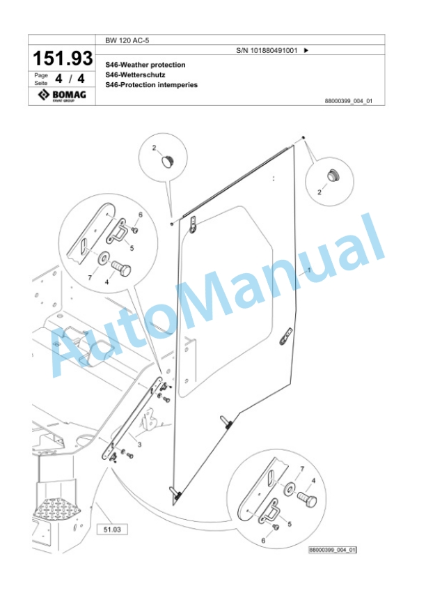 Bomag BW 120 AC-5 Combination Roller Spare Parts Catalogue 00825363-4