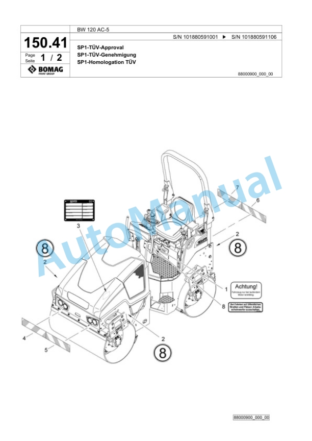 Bomag BW 120 AC-5 Combination Roller Spare Parts Catalogue 00825571-3