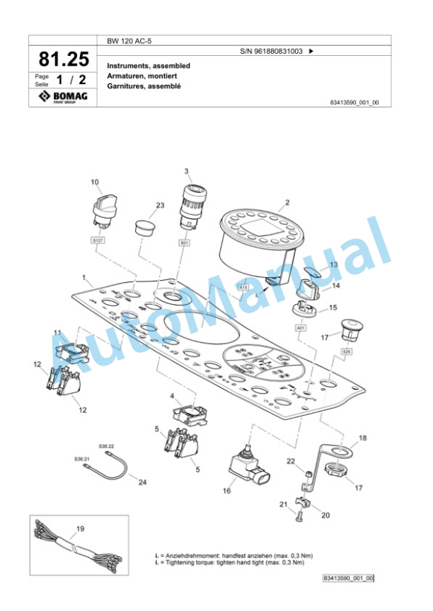 Bomag BW 120 AC-5 Combination Roller Spare Parts Catalogue 00826817-2