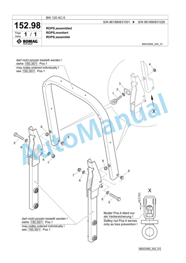Bomag BW 120 AC-5 Combination Roller Spare Parts Catalogue 00826817-5