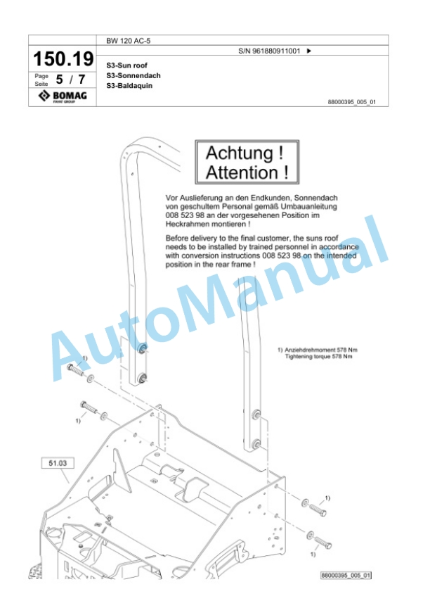 Bomag BW 120 AC-5 Combination Roller Spare Parts Catalogue 00827049-3