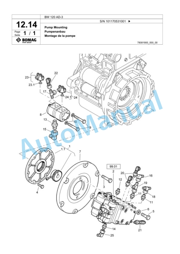 Bomag BW 120 AD-3 Tandem Vibratory Roller Spare Parts Catalogue 00817831-2