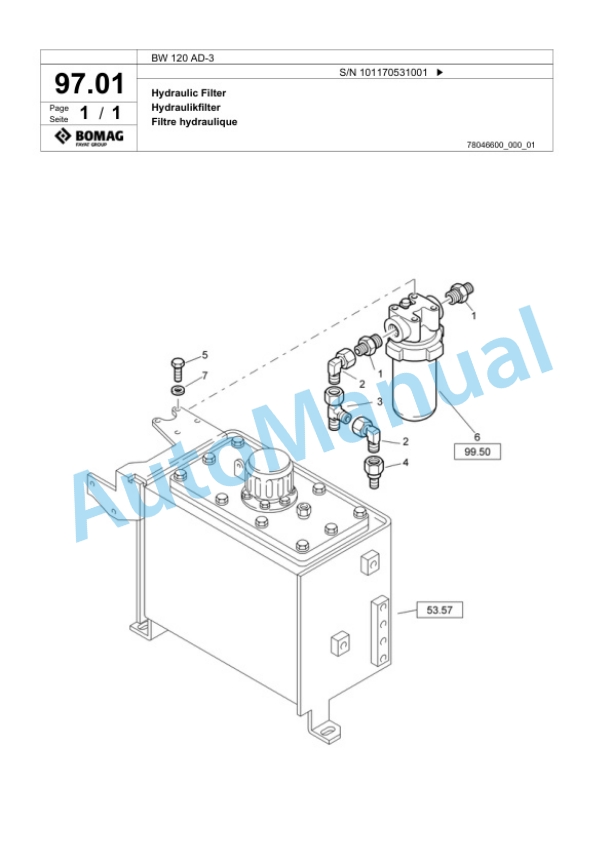 Bomag BW 120 AD-3 Tandem Vibratory Roller Spare Parts Catalogue 00817831-5
