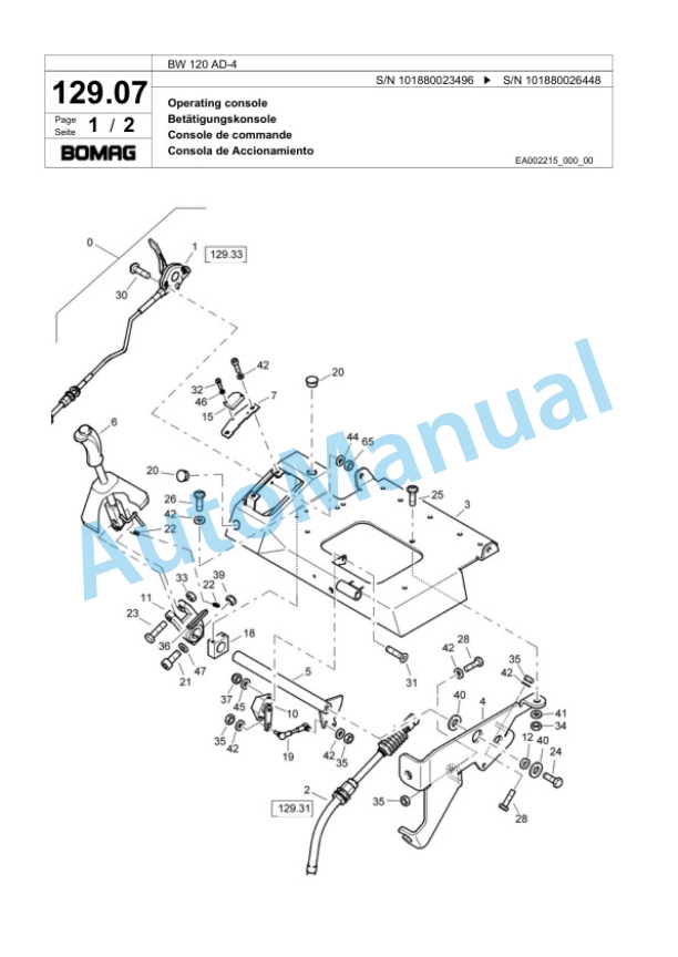 Bomag BW 120 AD-4 Tandem Vibratory Roller Spare Parts Catalogue 00817689-4