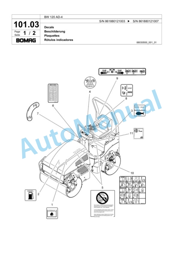 Bomag BW 120 AD-4 Tandem Vibratory Roller Spare Parts Catalogue 00818377-5