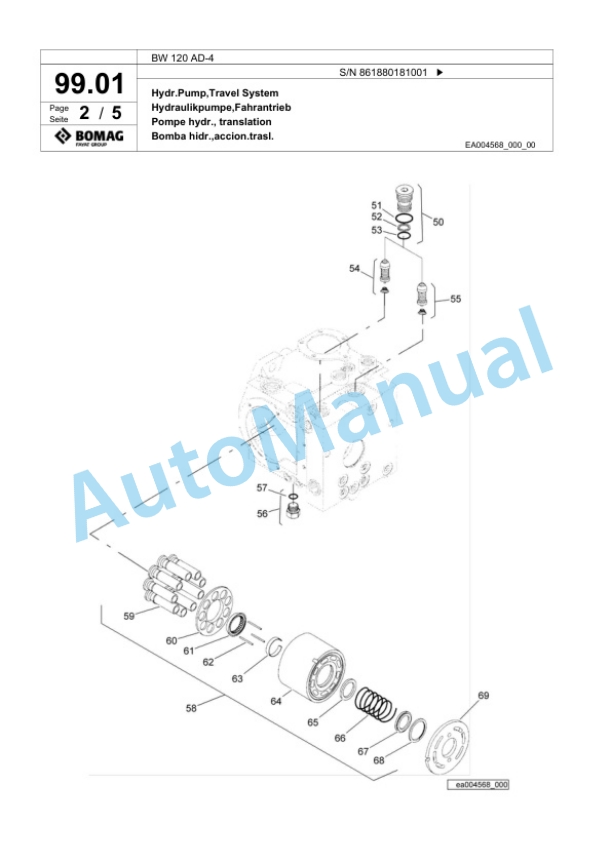 Bomag BW 120 AD-4 Tandem Vibratory Roller Spare Parts Catalogue 00818477-3