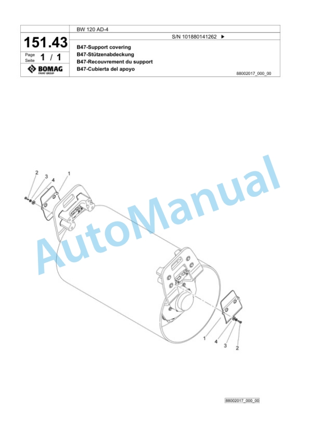 Bomag BW 120 AD-4 Tandem Vibratory Roller Spare Parts Catalogue 00818593-5
