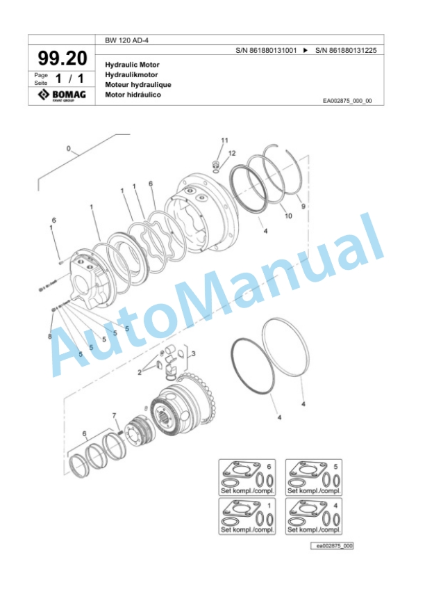 Bomag BW 120 AD-4 Tandem Vibratory Roller Spare Parts Catalogue 00818733-3