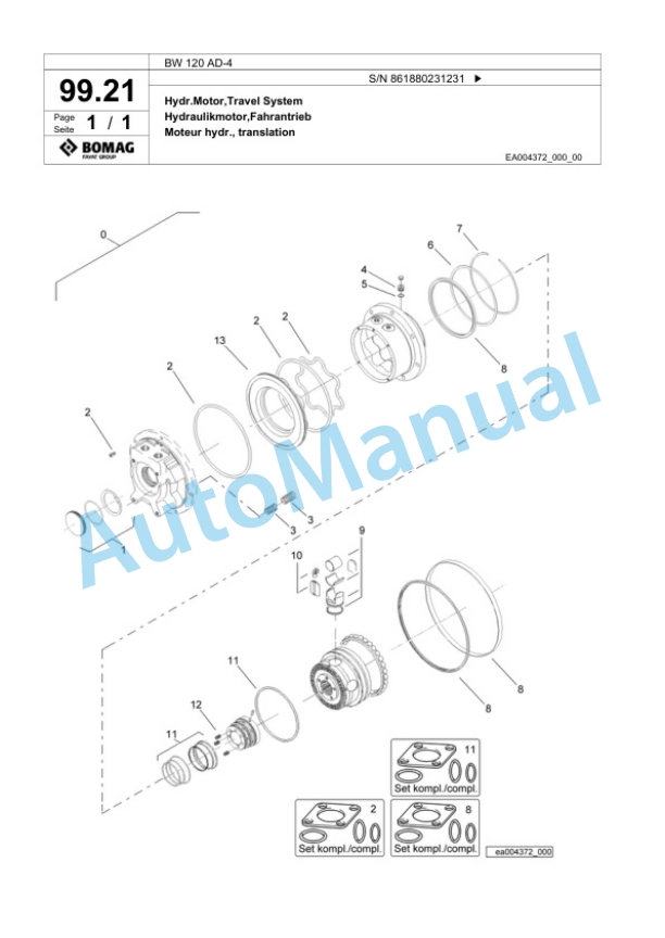 Bomag BW 120 AD-4 Tandem Vibratory Roller Spare Parts Catalogue 00824173-3