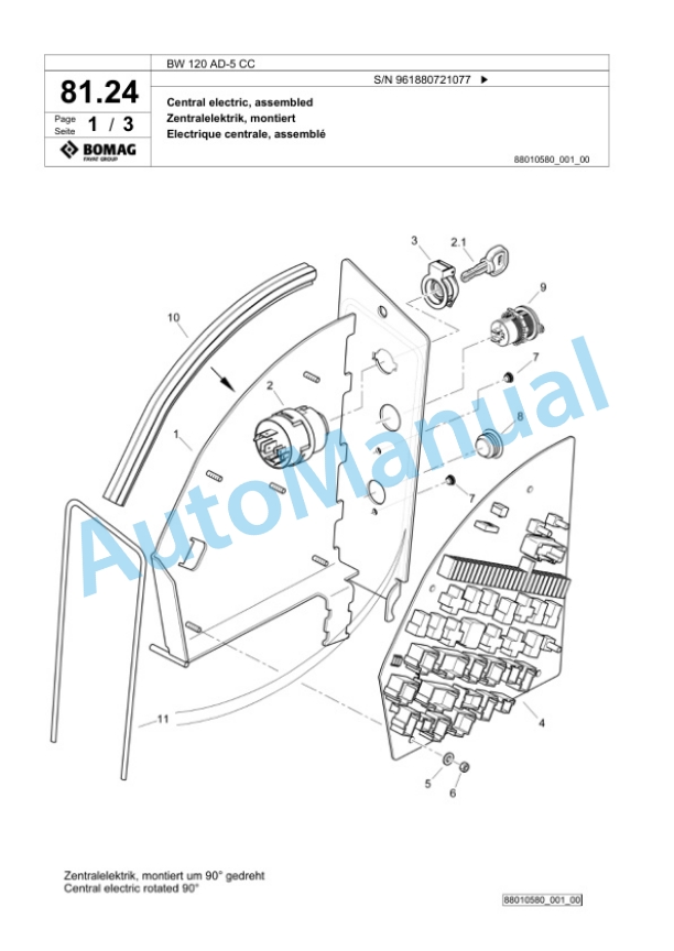Bomag BW 120 AD-5 CC Tandem Vibratory Roller Spare Parts Catalogue 00826793-2