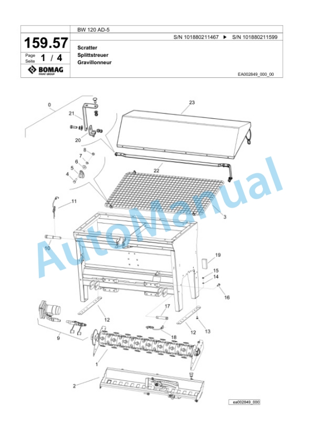 Bomag BW 120 AD-5 Tandem Vibratory Roller Spare Parts Catalogue 00824033-5