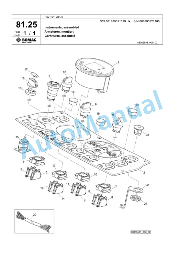 Bomag BW 120 AD-5 Tandem Vibratory Roller Spare Parts Catalogue 00824563-3