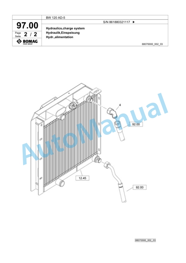 Bomag BW 120 AD-5 Tandem Vibratory Roller Spare Parts Catalogue 00824563-4