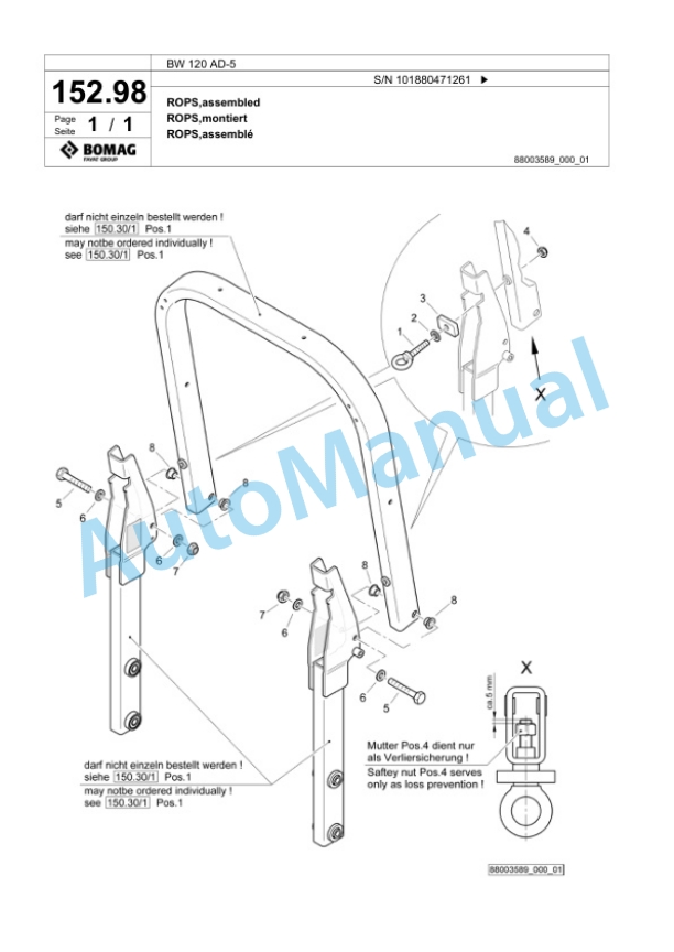 Bomag BW 120 AD-5 Tandem Vibratory Roller Spare Parts Catalogue 00825359-3