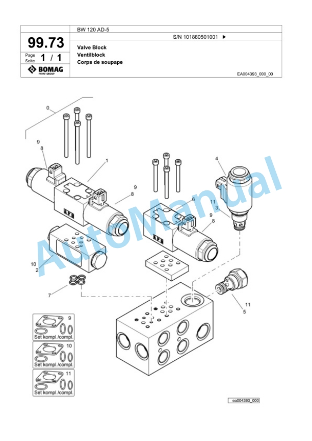 Bomag BW 120 AD-5 Tandem Vibratory Roller Spare Parts Catalogue 00825371-2