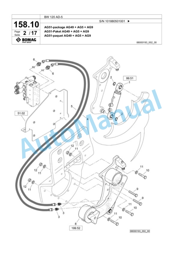 Bomag BW 120 AD-5 Tandem Vibratory Roller Spare Parts Catalogue 00825371-4