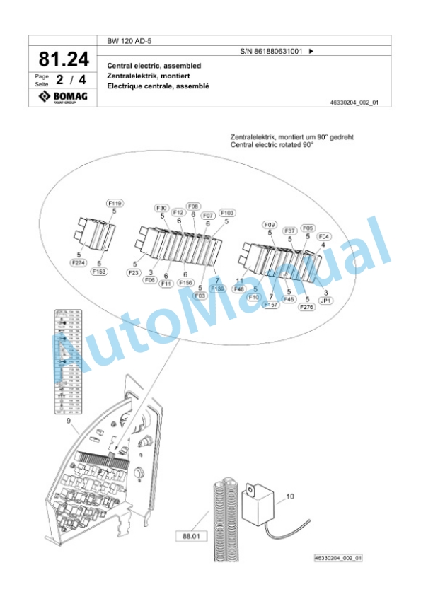 Bomag BW 120 AD-5 Tandem Vibratory Roller Spare Parts Catalogue 00826049-2