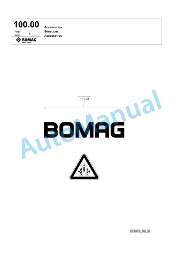 Bomag BW 120 AD-5 Tandem Vibratory Roller Spare Parts Catalogue 00826049-3