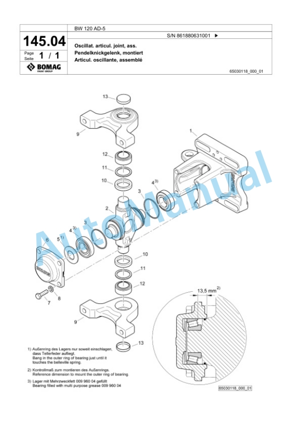 Bomag BW 120 AD-5 Tandem Vibratory Roller Spare Parts Catalogue 00826049-4