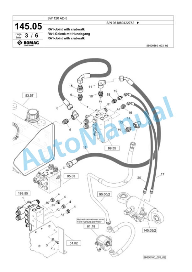 Bomag BW 120 AD-5 Tandem Vibratory Roller Spare Parts Catalogue 00826217-4