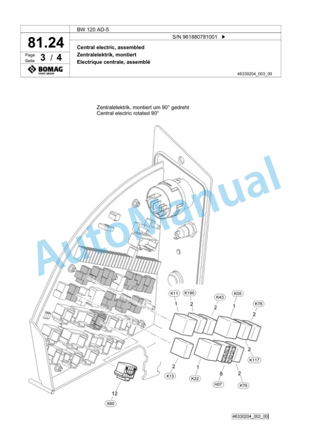 Bomag BW 120 AD-5 Tandem Vibratory Roller Spare Parts Catalogue 00826689-2