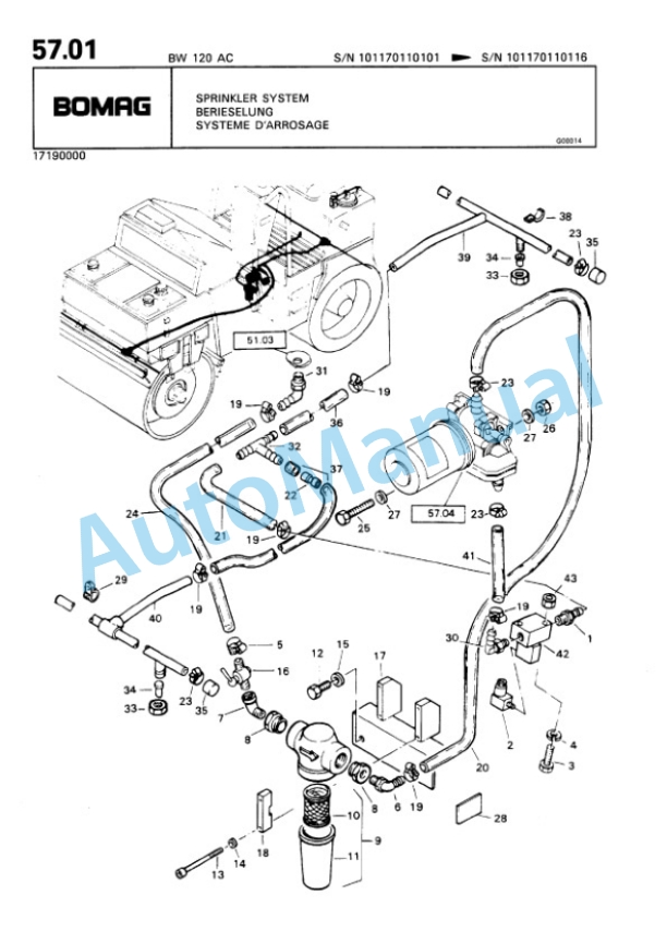 Bomag BW 120 AD, BW 120 AC Double Vibratory Roller Spare Parts Catalogue 00810019-3