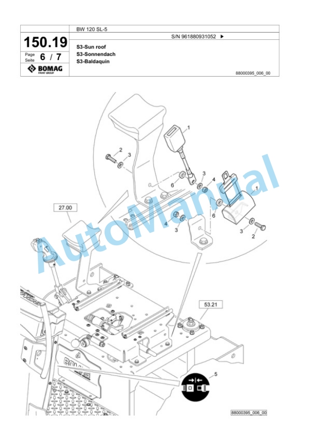 Bomag BW 120 SL-5 Combination Roller Spare Parts Catalogue 00827055-4
