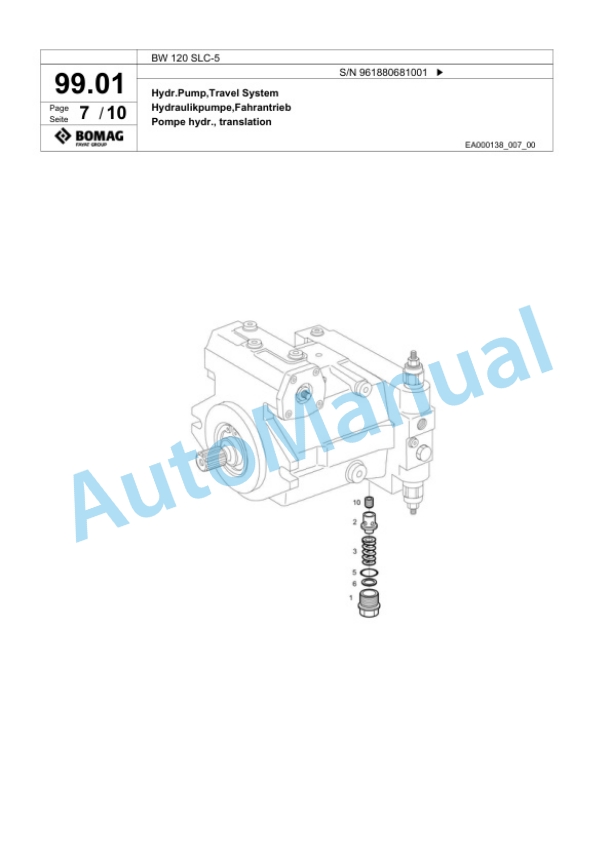 Bomag BW 120 SLC-5 Combination Roller Spare Parts Catalogue 00826435-3
