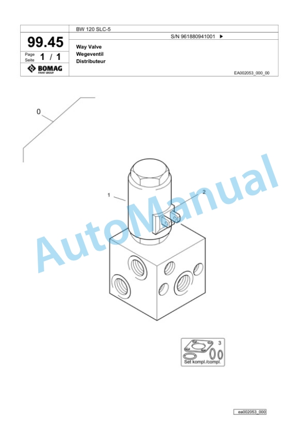 Bomag BW 120 SLC-5 Combination Roller Spare Parts Catalogue 00827051-3