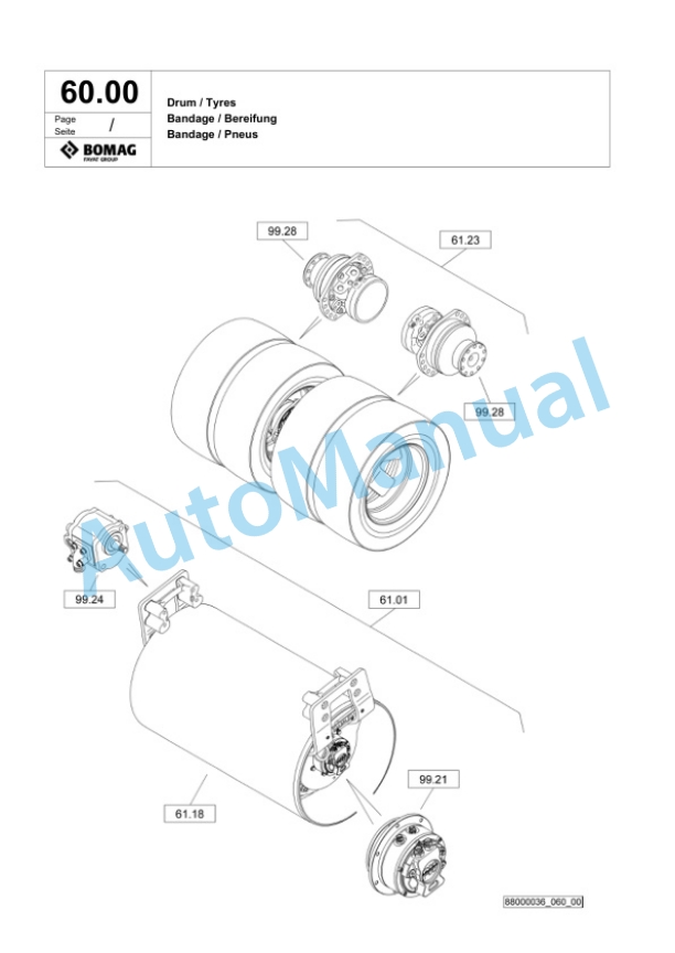 Bomag BW 120SL-5 Combination Roller Spare Parts Catalogue 00826609-2