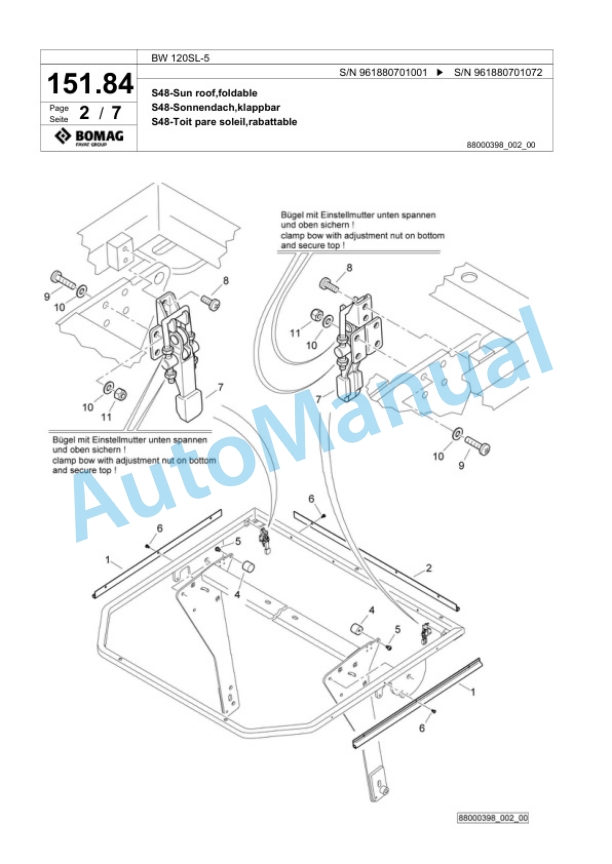 Bomag BW 120SL-5 Combination Roller Spare Parts Catalogue 00826609-5