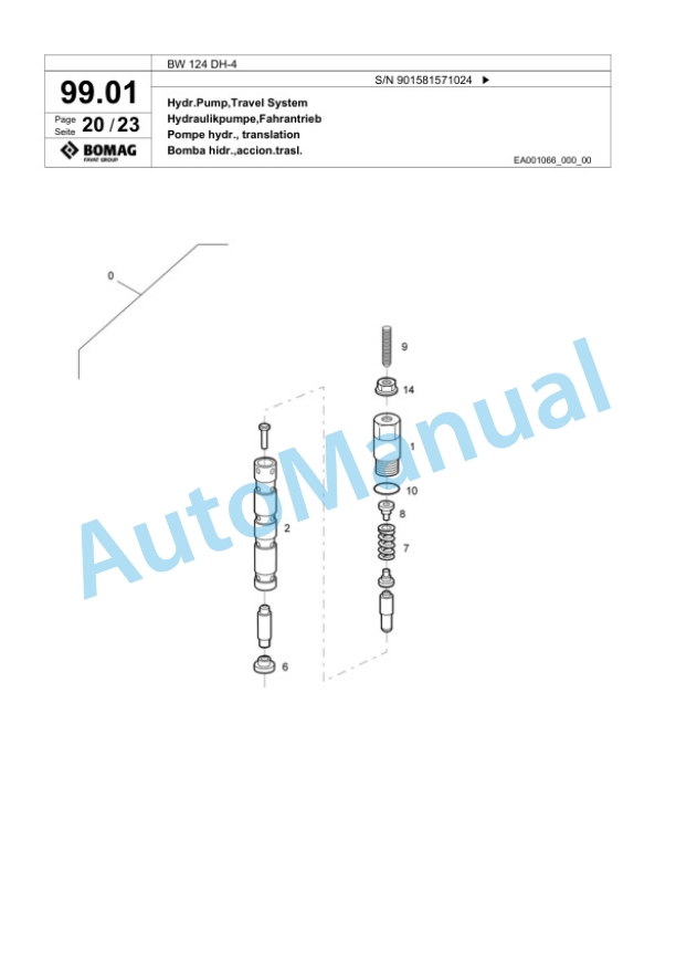 Bomag BW 124 DH-4 Single Drum Wheel Drive Vibratory Roller Spare Parts Catalogue 00818295-4