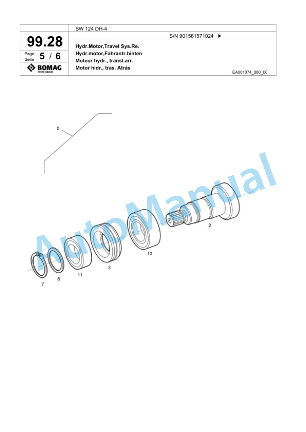 Bomag BW 124 DH-4 Single Drum Wheel Drive Vibratory Roller Spare Parts Catalogue 00818295-5