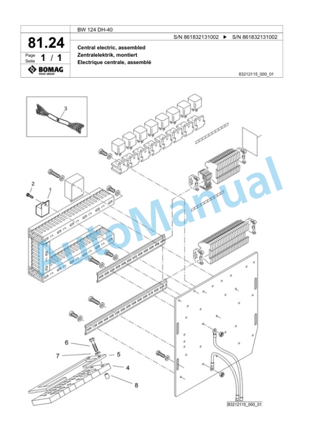 Bomag BW 124 DH-40 Single Drum Wheel Drive Vibratory Roller Spare Parts Catalogue 00824499-5