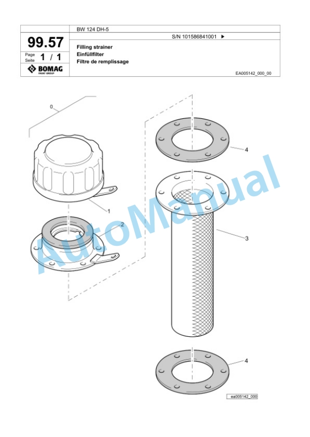 Bomag BW 124 DH-5 Single Drum Wheel Drive Vibratory Roller Spare Parts Catalogue 00825441-4