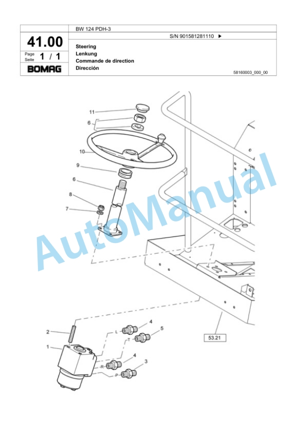 Bomag BW 124 PDH-3 Single Drum Wheel Drive Vibratory Roller Spare Parts Catalogue 00817635-2