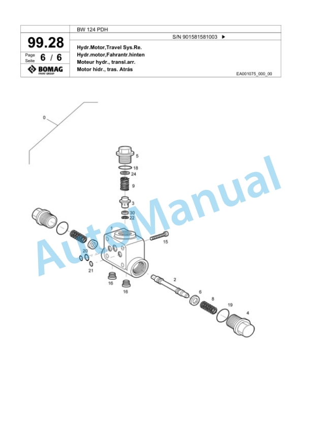 Bomag BW 124 PDH Single Drum Wheel Drive Vibratory Roller Spare Parts Catalogue 00818297-5