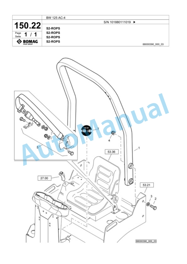 Bomag BW 125 AC-4 Combination Roller Spare Parts Catalogue 00818475-4