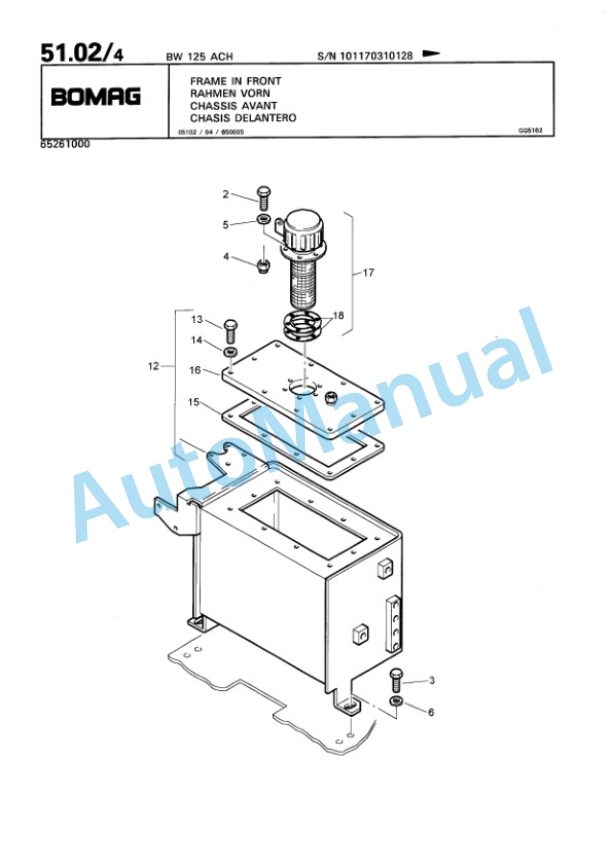 Bomag BW 125 ACH Combination Roller Spare Parts Catalogue 00810103-2