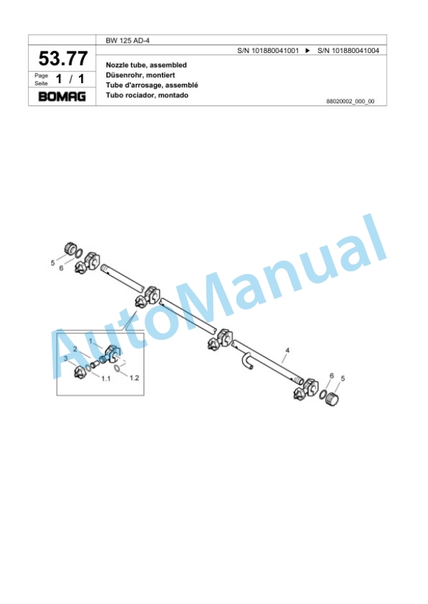 Bomag BW 125 AD-4 Tandem Vibratory Roller Spare Parts Catalogue 00817937-2